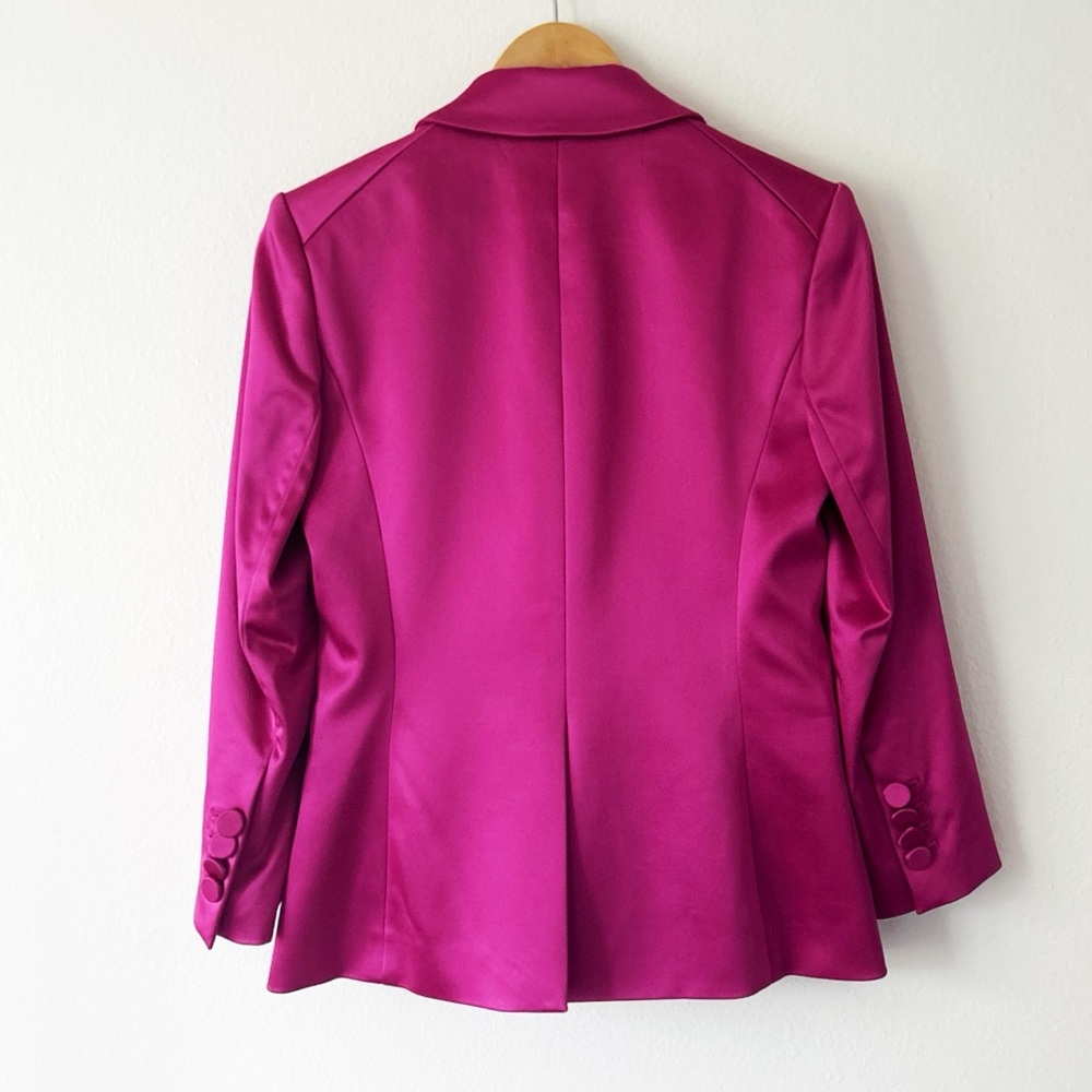 Veronica Beard Empire Dickey Satin Blazer in Fuchsia Pink - Picture 5 of 12